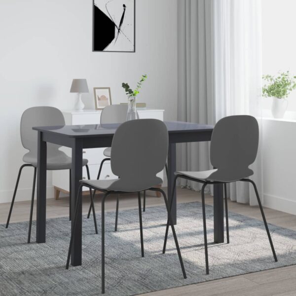 HomeDiscount-Dining Table Black 114x71x75 cm Solid Rubber Wood