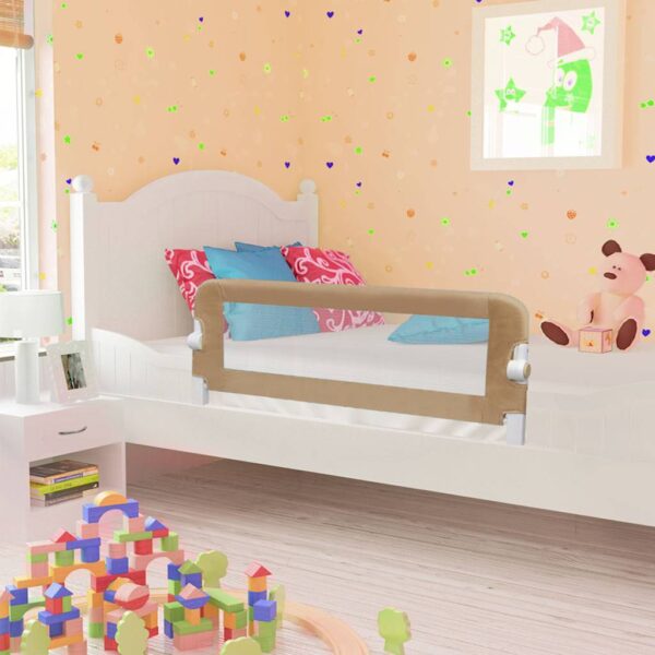 HomeDiscount-Toddler Safety Bed Rail Taupe 102x42 cm Polyester