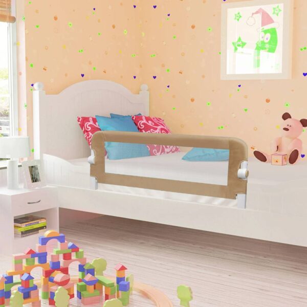 HomeDiscount-Toddler Safety Bed Rail Taupe 120x42 cm Polyester