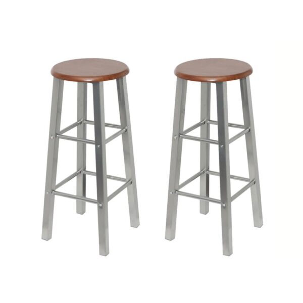 HomeDiscount-Bar Stools 2 pcs Metal with MDF Seat