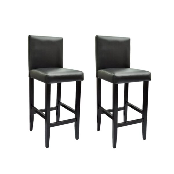 HomeDiscount-Bar Stools 2 pcs Black Faux Leather