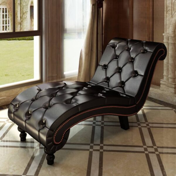 HomeDiscount-Chaise Longue Brown Faux Leather