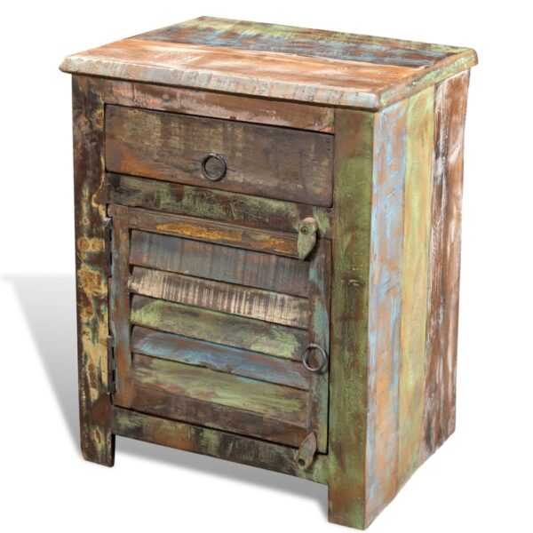 HomeDiscount-End Table with 1 Drawer 1 Door Reclaimed Wood