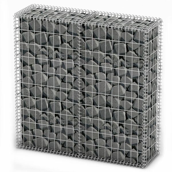 HomeDiscount-Gabion Basket with Lids Galvanised Wire 100 x 100 x 30 cm