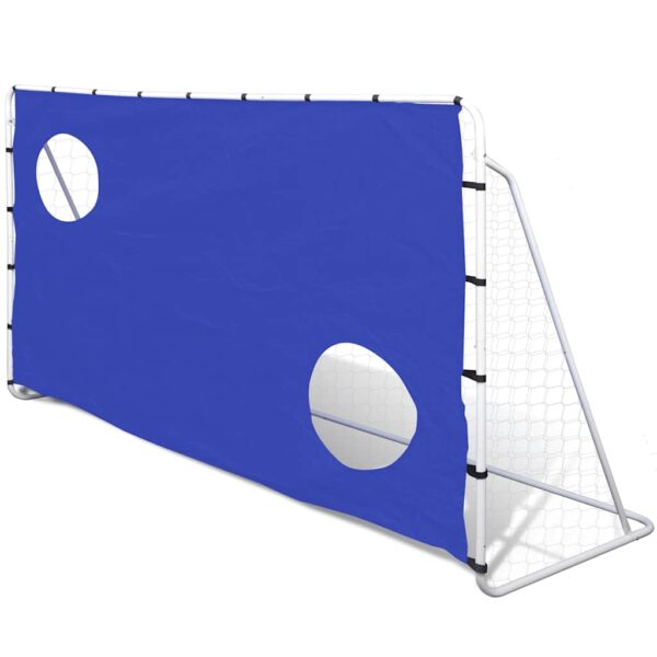 HomeDiscount-Soccer Goal with Aiming Wall Steel 240 x 92 x 150 cm High-quality