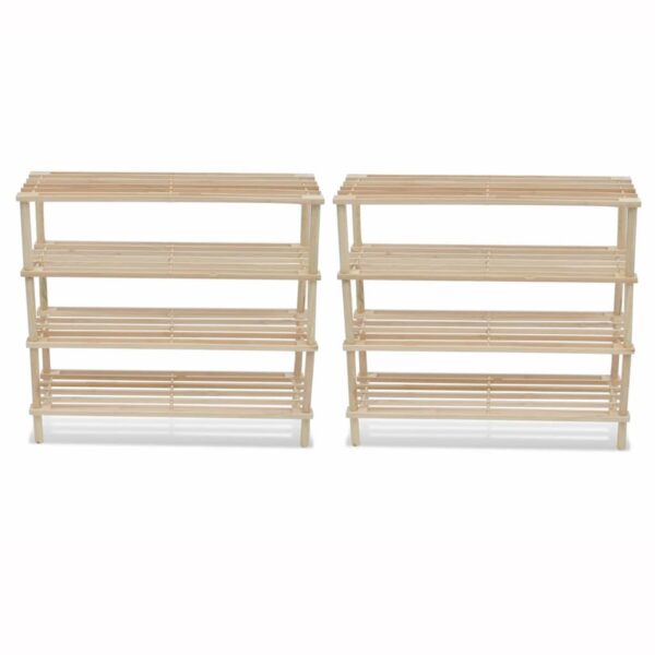 HomeDiscount-4-Tier Shoe Racks 2 pcs Solid Fir Wood