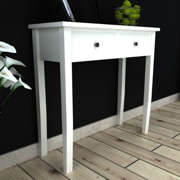 HomeDiscount-Dressing Console Table with Two Drawers White