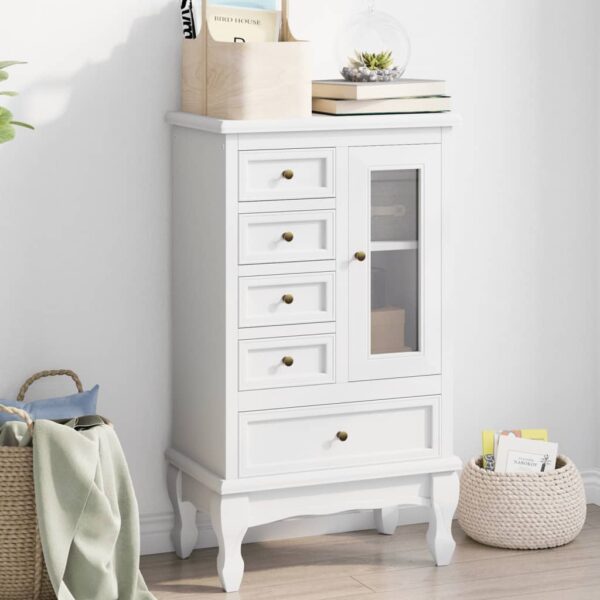 HomeDiscount-Cabinet with 5 Drawers 2 Shelves White