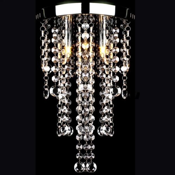 HomeDiscount-White Metal Ceiling Lamp with Crystal Beads