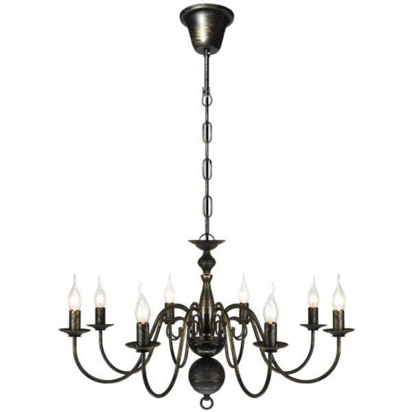 HomeDiscount-Antique Black Metal Chandelier 8 x E14 Bulbs