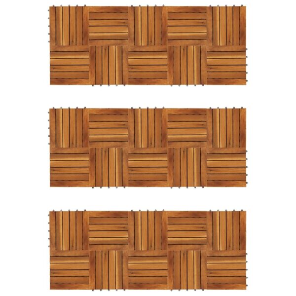 HomeDiscount-Decking Tiles Vertical Pattern 30 x 30 cm Acacia Set of 30