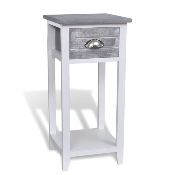 HomeDiscount-Nightstand with 1 Drawer Grey and White