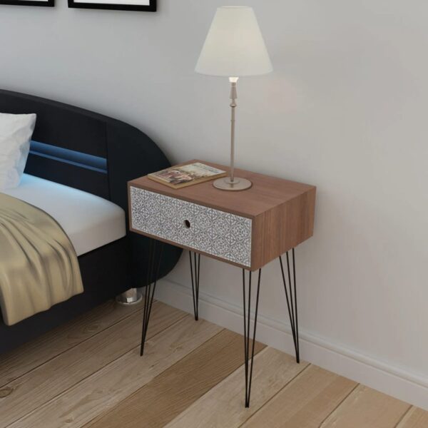 HomeDiscount-Nightstand with 1 Drawer Rectangular Brown