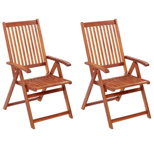 HomeDiscount-Folding Garden Chairs 2 pcs Solid Acacia Wood Brown