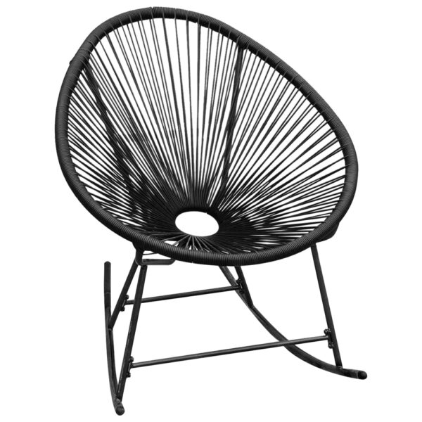 HomeDiscount-Outdoor Rocking Chair Black Poly Rattan