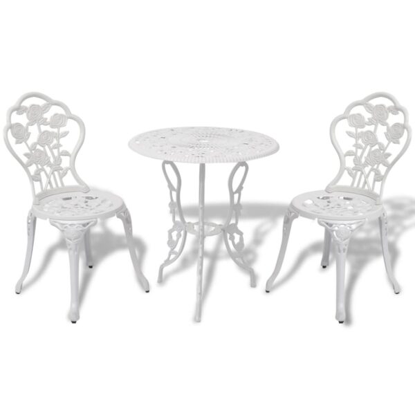 HomeDiscount-3 Piece Bistro Set Cast Aluminium White