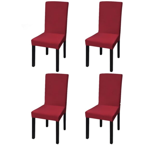 HomeDiscount-Straight Stretchable Chair Cover 4 pcs Bordeaux