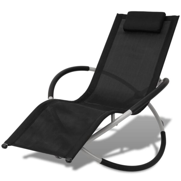 HomeDiscount-Outdoor Geometrical Sun Lounger Steel Black and Grey