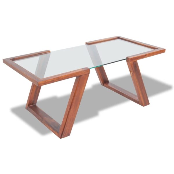 HomeDiscount-Coffee Table Solid Acacia Wood Brown 100x50x40 cm