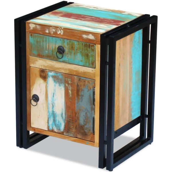 HomeDiscount-Bedside Cabinet Solid Reclaimed Wood