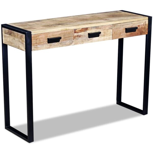 HomeDiscount-Console Table with 3 Drawers Solid Mango Wood 110x35x78 cm