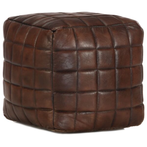 HomeDiscount-Pouffe Dark Brown 40x40x40 cm Genuine Goat Leather