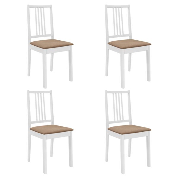 HomeDiscount-Dining Chairs with Cushions 4 pcs White Solid Wood