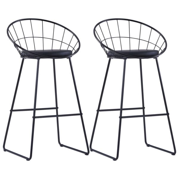 HomeDiscount-Bar Chairs 2 pcs Black Faux Leather