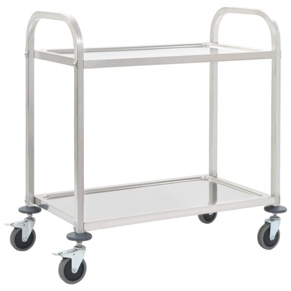 HomeDiscount-2-Tier Kitchen Trolley 96.5x55x90 cm Stainless Steel