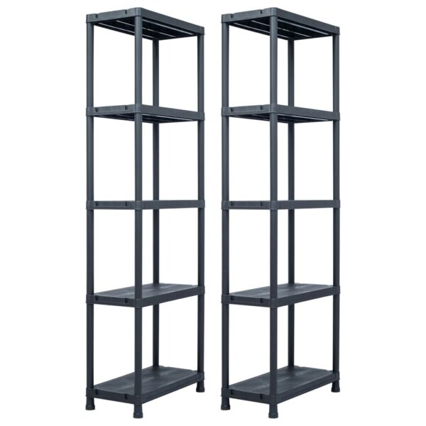 HomeDiscount-Storage Shelf Racks 2 pcs Black 125 kg 60x30x180 cm Plastic