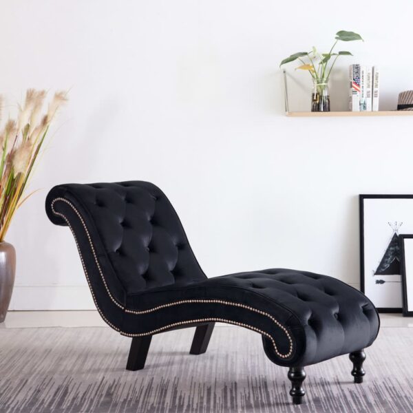 HomeDiscount-Chaise Lounge Black Velvet