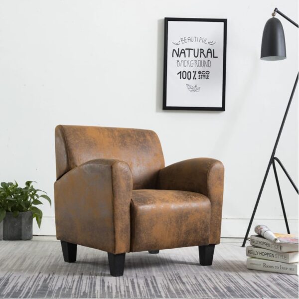 HomeDiscount-Sofa Chair Brown Faux Suede Leather