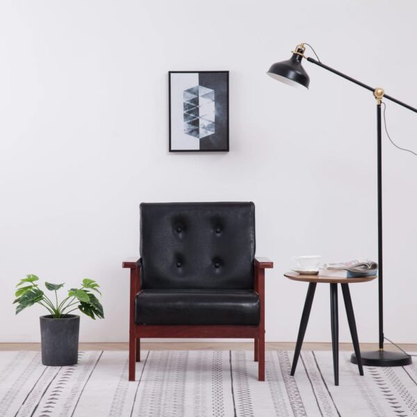 HomeDiscount-Armchair  Black Faux Leather