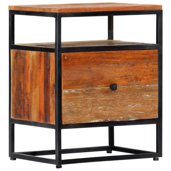 HomeDiscount-Bedside Cabinet 40x30x50 cm Solid Reclaimed Wood and Steel