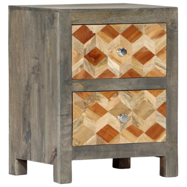 HomeDiscount-Bedside Cabinet Grey 40x30x50 cm Solid Mango Wood