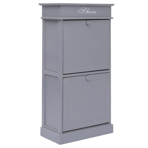 HomeDiscount-Shoe Cabinet Grey 50x28x98 cm Paulownia Wood