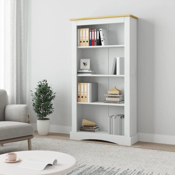 HomeDiscount-4-Tier Bookcase Mexican Pine Corona Range White 80x29x150 cm