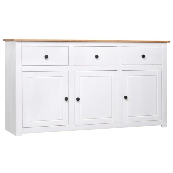 HomeDiscount-Sideboard White 135x40x80 cm Solid Pinewood Panama Range