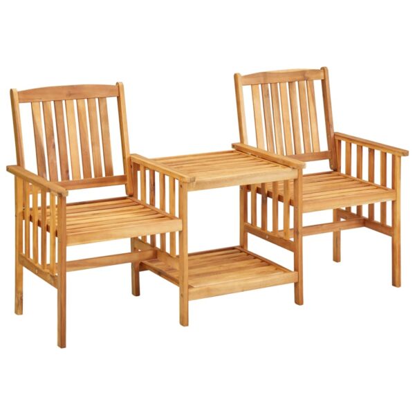 HomeDiscount-Garden Chairs with Tea Table 159x61x92 cm Solid Acacia Wood