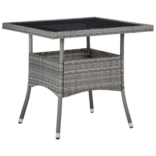 HomeDiscount-Outdoor Dining Table Grey Poly Rattan and Glass