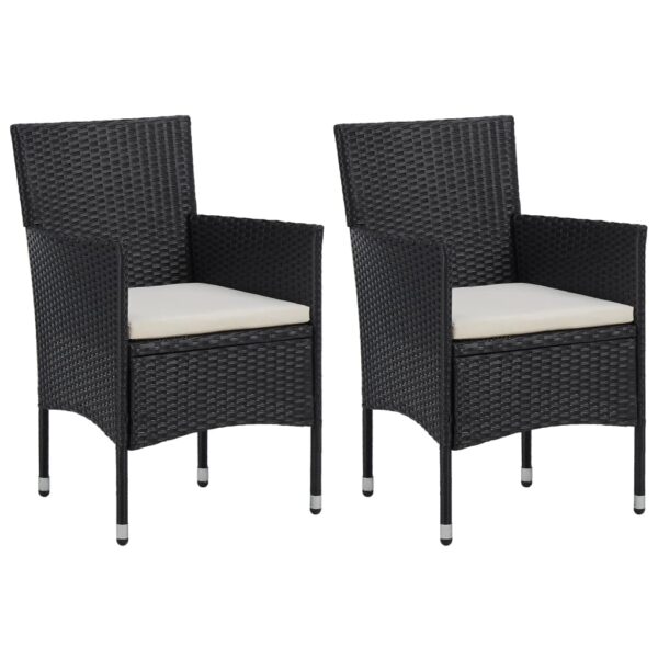 HomeDiscount-Garden Dining Chairs 2pcs Poly Rattan Black