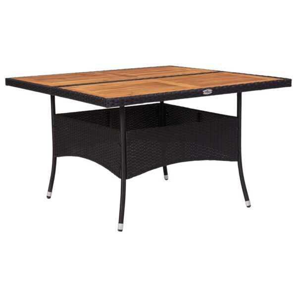 HomeDiscount-Outdoor Dining Table Black Poly Rattan and Solid Acacia Wood