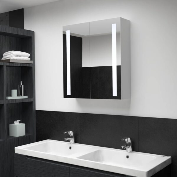 HomeDiscount-LED Bathroom Mirror Cabinet 60x14x62 cm