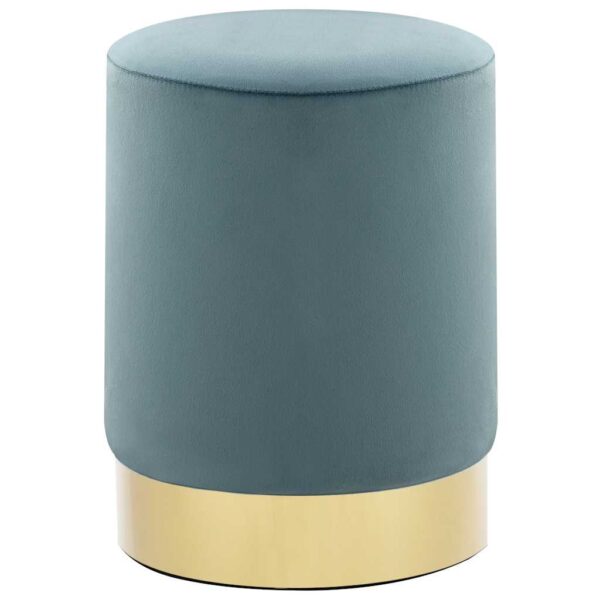 HomeDiscount-Stool Light Blue and Gold Velvet