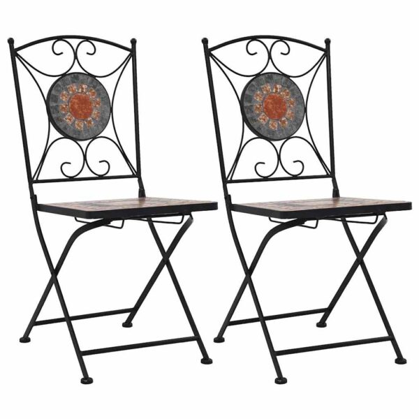 HomeDiscount-Mosaic Bistro Chairs 2 pcs Orange/Grey