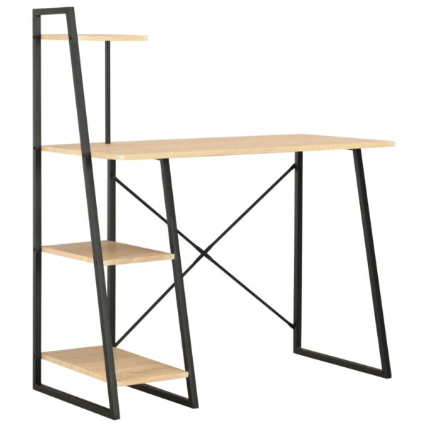 HomeDiscount-Desk with Shelving Unit Black and Oak 102x50x117 cm