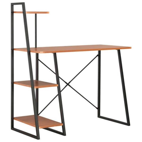 HomeDiscount-Desk with Shelving Unit Black and Brown 102x50x117 cm