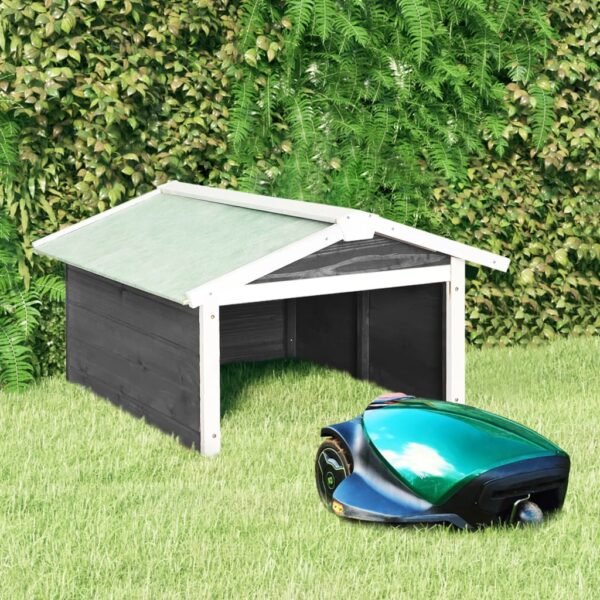 HomeDiscount-Robotic Lawn Mower Garage 72x87x50 cm Grey and White Firwood