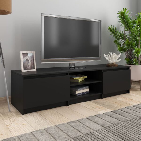 HomeDiscount-TV Cabinet Black 140x40x35.5 cm Engineered Wood