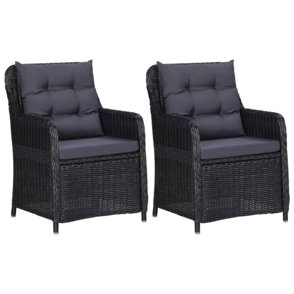 HomeDiscount-Garden Chairs 2 pcs with Cushions Poly Rattan Black